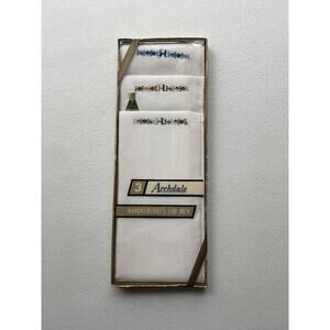 3 Vintage Handkerchiefs Embroidered Letter H Hankys Archdale All Cotton NOS